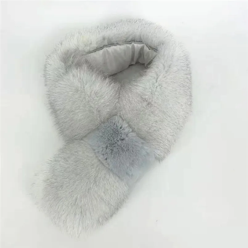 Женский шарф из натурального Лисьего меха зимние Серые меховые шарфы теплый