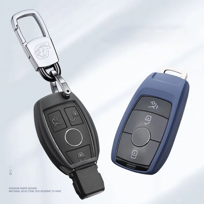 

Car Key Shell for Mercedes-Benz A200/C260/C300/E300/S400/CLE/CLC/G500/AMG,TPU Soft Silicone Key Protective Case Half Pack,Chain