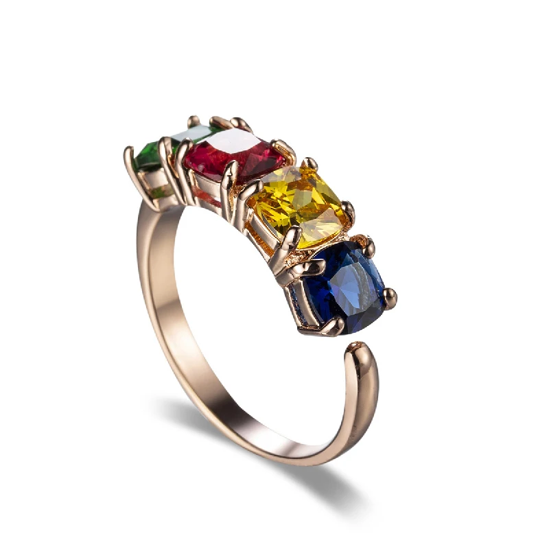 

Fashion Ring 925 Silver Jewelry with Coloful Zircon Gemstone Open Finger Rings Hand Accessories for Women Wedding Bridal Party