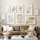 Настенная картина с изображением листьев и скелета, скандинавские настенные постеры с изображением перьев, декор для гостиной