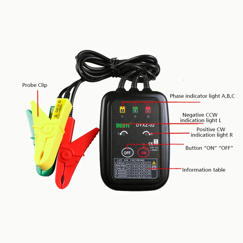 DUOYI DYXZ-02 Voltage Indicator Tester/ Non-Contact Phase Sequence Detector Meter LED Display 3 Tester | Инструменты
