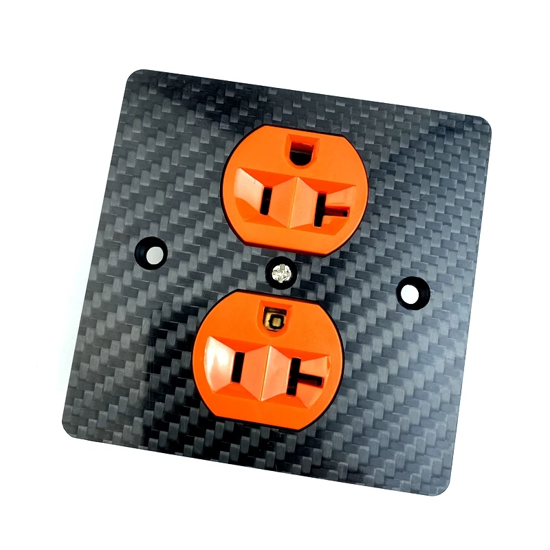 

Carbon Fiber US Power Wall Distributor Sockets 2 Holes HiFi Audio Pure Copper Power Socket Supply