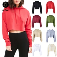 sweatshirt crop top casual cropped poleron mujer 2021 plain hoodie drawstring korean oversized hoodie solid kawaii women fashion