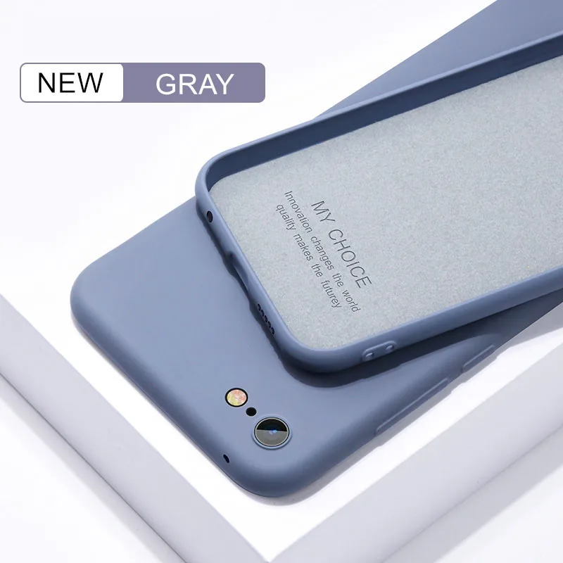 Gray Тонкий мягкий чехол для iPhone 7 8 6 6s Plus 5S 4 жидкий силиконовый чехол карамельный цвет Coque Capa для iPhone X Xs 11 Pro Max XR - Цвет: Gray