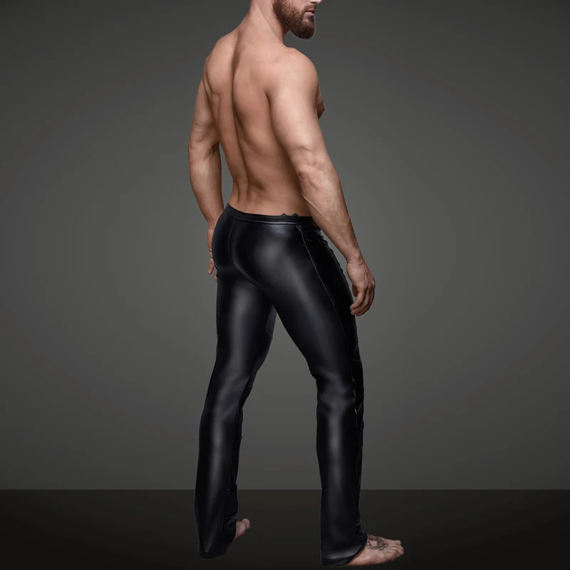 Сексуальная искусственная кожа для мужчик Wetlook обтягивающие брюки Клубная