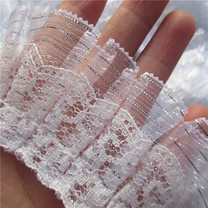 2 ярда 2-слойная Серебряная плиссированная Пилообразная вуаль кружевная