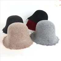 mix wool warm high quality raw edge bucket hat new beautiful cute cool fashion unique hats for women solid color hat 2020