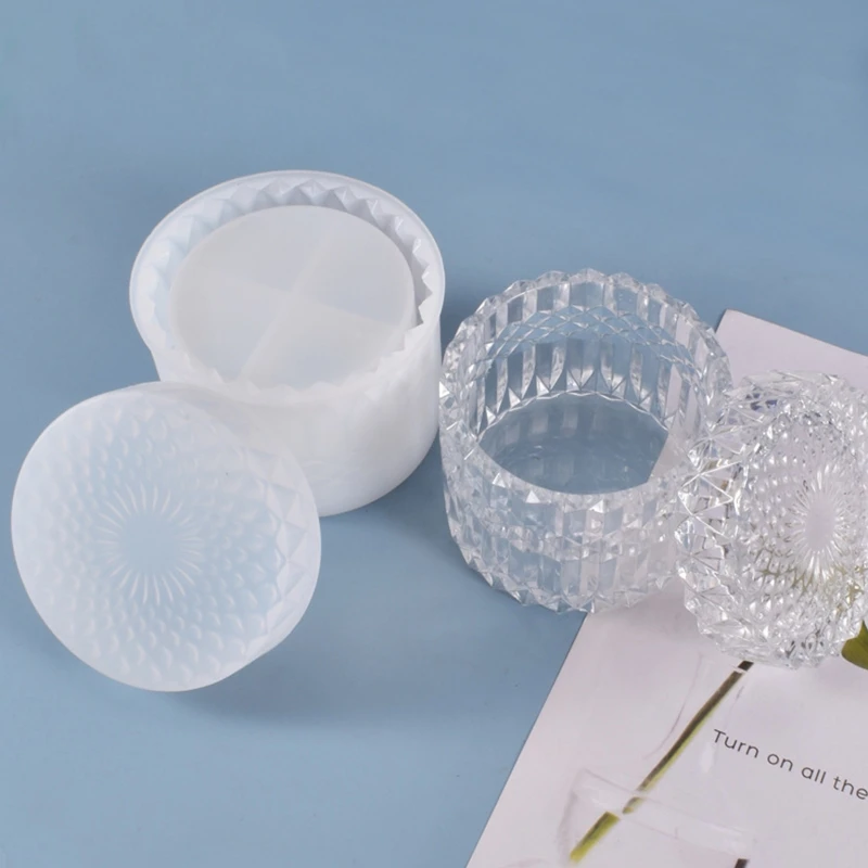 

1 Set DIY Craft Decor Crystal Epoxy Resin Mold Round Storage Box Silicone Mould