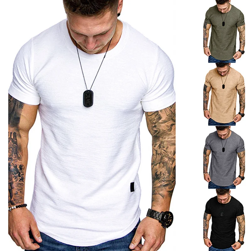 

T-shirt 2021 summer new men's slubby cotton short sleeve European round neck fashion