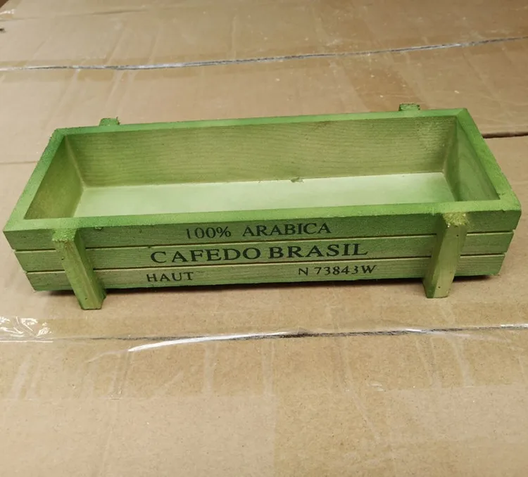 Green Ретро деревянный цветочный горшок для суккулентных растений прямоугольная Ретро деревянная коробка Zakka суккулент комбинация растений деревянный цветочный горшок - Цвет: Green