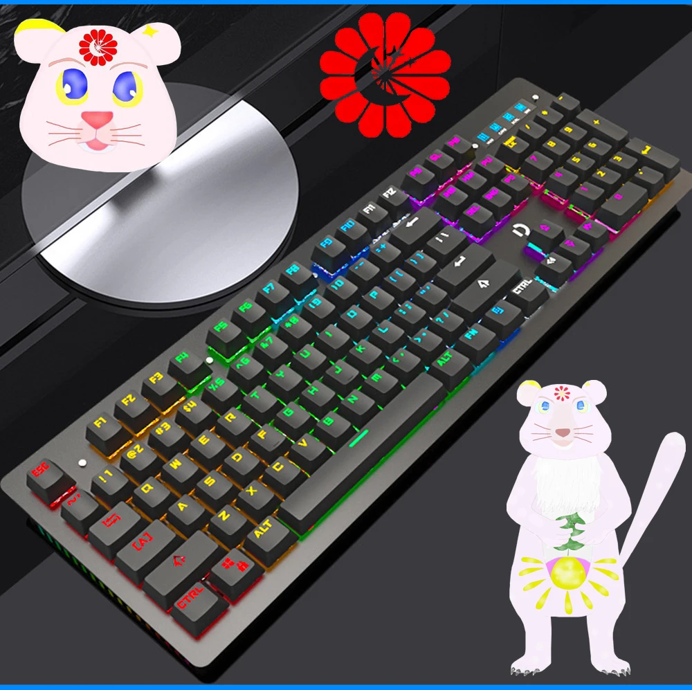 

Проводная Механическая игровая клавиатура с RGB-подсветкой и USB-портом, 104 клавиш