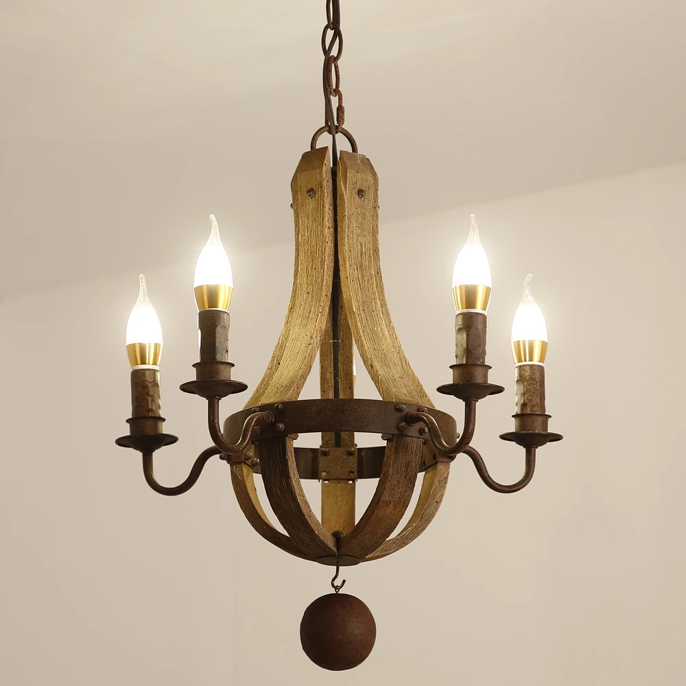 Ecolight Винтаж люстры 5 огни дерево люстра лампа Лофт свет Ретро свет D50* H60CM