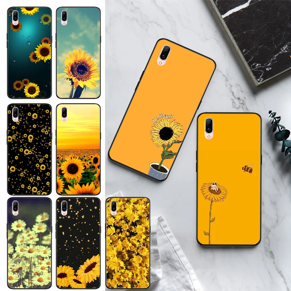 BaweiTE летняя Маргаритка Подсолнух цветочный черный мягкий чехол для телефона из