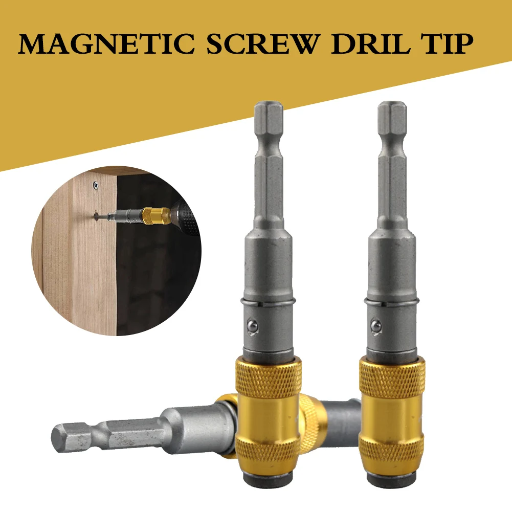 

1/4" Magnetic Screw Drill Tip Adjustable Change Pivot Screwdriver Bit Holder with Drive Guide Drill Extensions Black & Silver