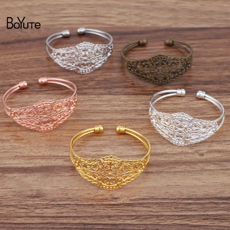 

BoYuTe (5 Pieces/Lot) 65*60MM Metal Brass Filigree Bracelet Base Handmade Materials Diy Bracelet Jewelry Accessories