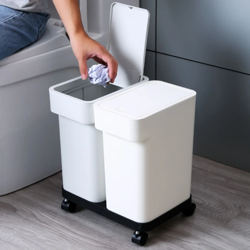 Бытовая дверца шкафа маленькая квадратная корзина для мусора с раздвижной