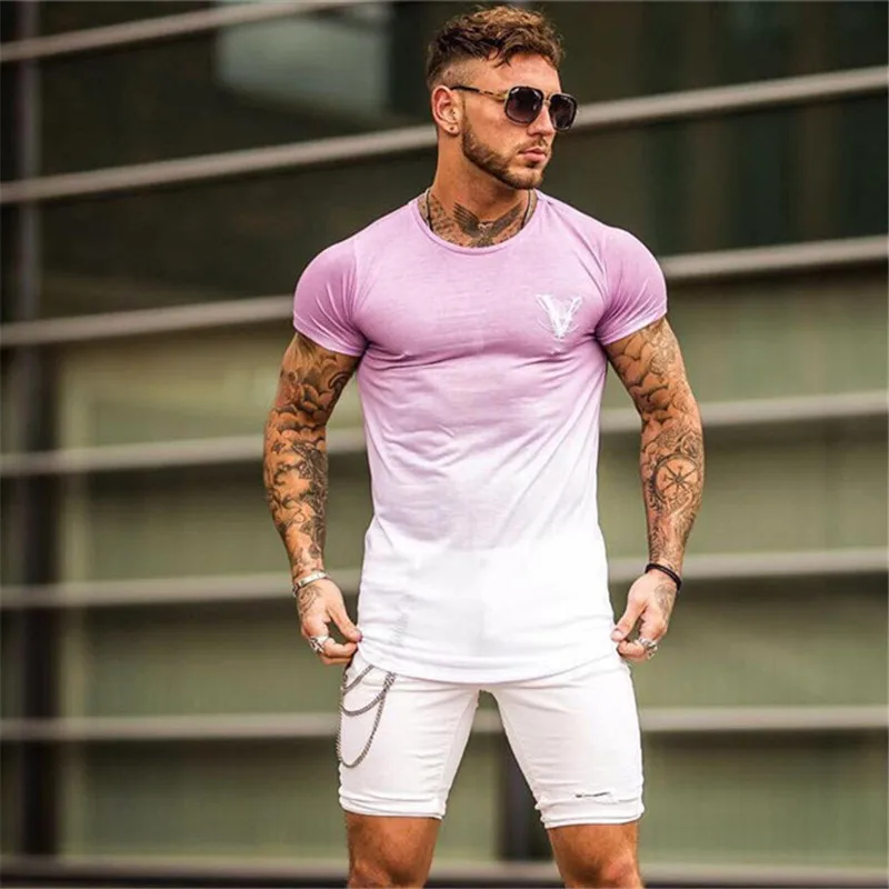 2019 Summer Fashion T Shirt Men Cotton Breathable Mens Short Sleeve Fitness t-shirt Gyms Tees Tight Casual Tops | Мужская одежда