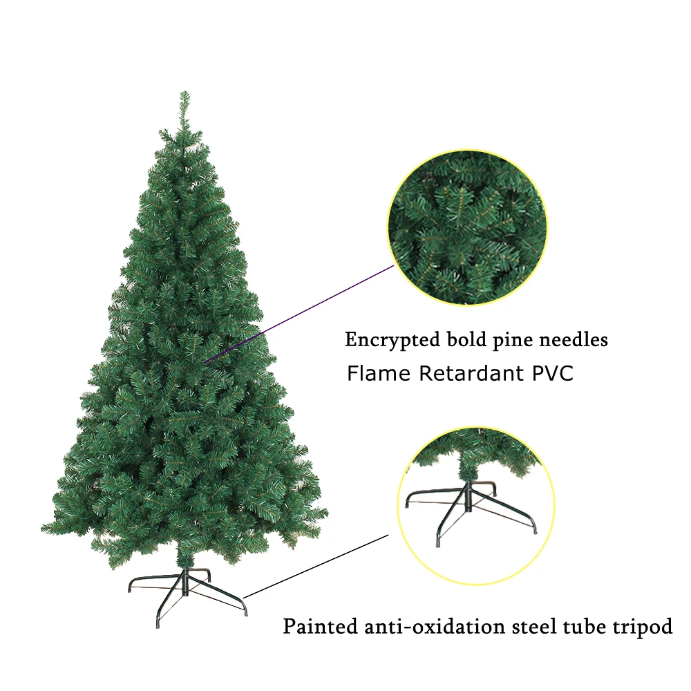 Artificial Green Christmas Tree 240cm with 1560Pine Branches Flame-retardant PVC Material Fir Metal Tripod | Дом и сад