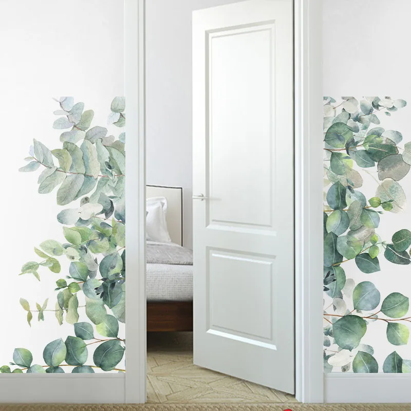 

Removable Wall Decal Green Foliage Leaves Botanical Nursery PVC Art Wall Sticker For Living Room Bedroom Decoration
