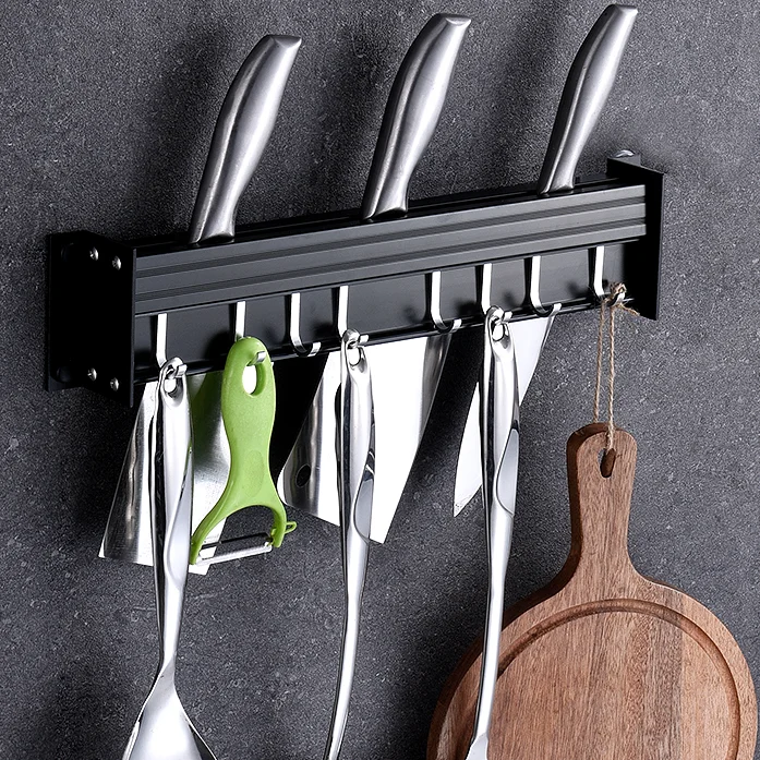 

Punch Free Wall Mounted Kitchen Hanging Tool Holder Shelfs Aluminum Storage Organizer Estantes Accessories Supplies DM50WMKR