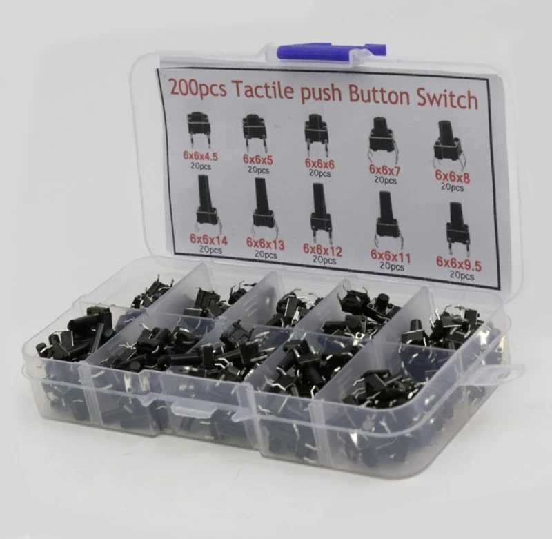 Accessories Button switches 6x6x4.5-14mm 200pcs Tactile Micro Momentary |
