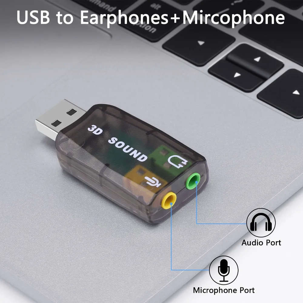 GOOJODOQ Внешняя USB Звуковая карта адаптер аудио 5,1 Виртуальная 3D USB до 3,5 мм микрофон динамик Интерфейс для наушников для портативных ПК