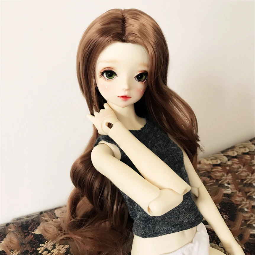 Парики Bybrana для шарнирных кукол коричневые длинные вьющиеся из