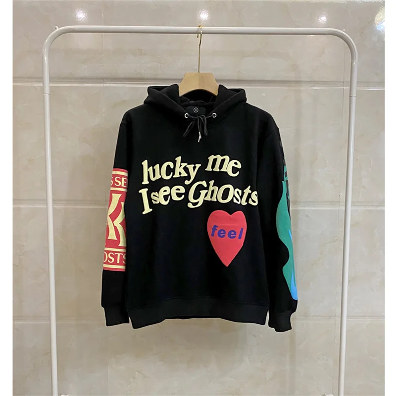 Новинка толстовка Kanye West с капюшоном для мужчин женщин детей Cudi LUCKY ME я вижу