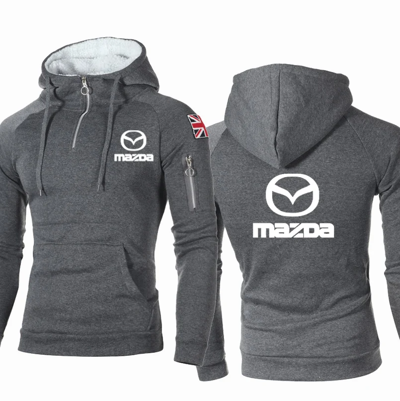 

NEW Spring and Autumn men's short-sleeved Mazda car logo printing casual gradient color high-quality cotton Men's Zipper Hoodie