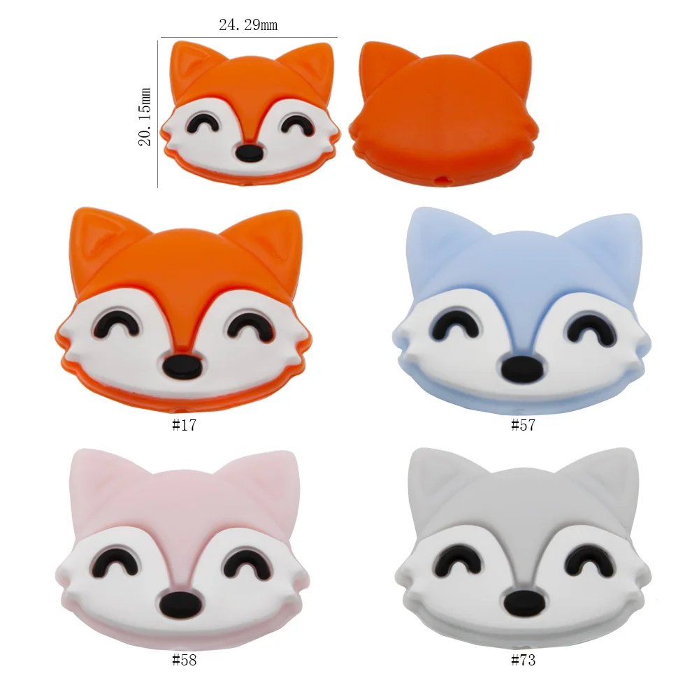 Cute-Idea 10pcs/lot Silicone Teether Beads BPA Free Cartoon Animals Chewable Teething Beads DIY Pacifier Chain Accessories Toys
