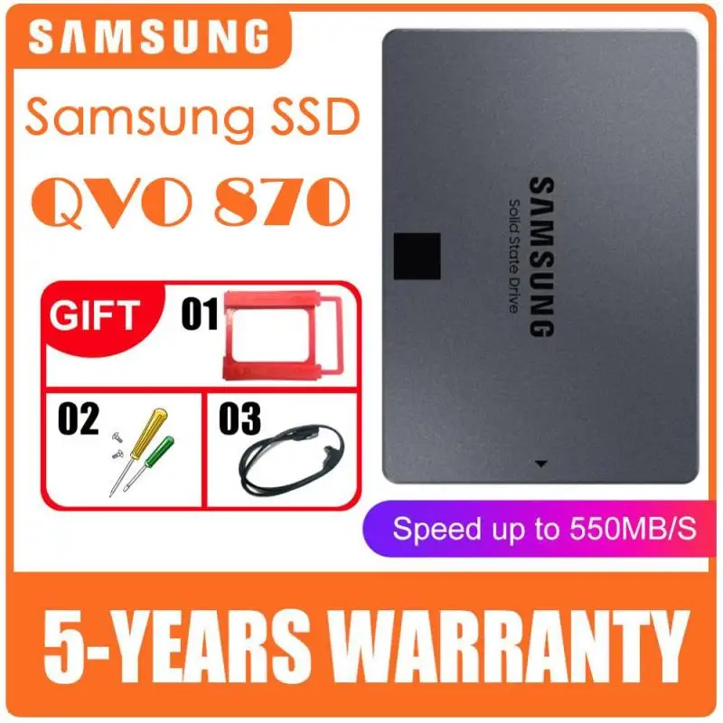 Samsung SSD 1 ТБ 870QVO Внутренний твердотельный диск HDD жесткий с инструментом для