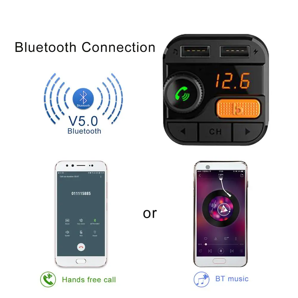 Bluetooth 5 0 автомобильный fm-передатчик беспроводной fm-модулятор телефон зарядка