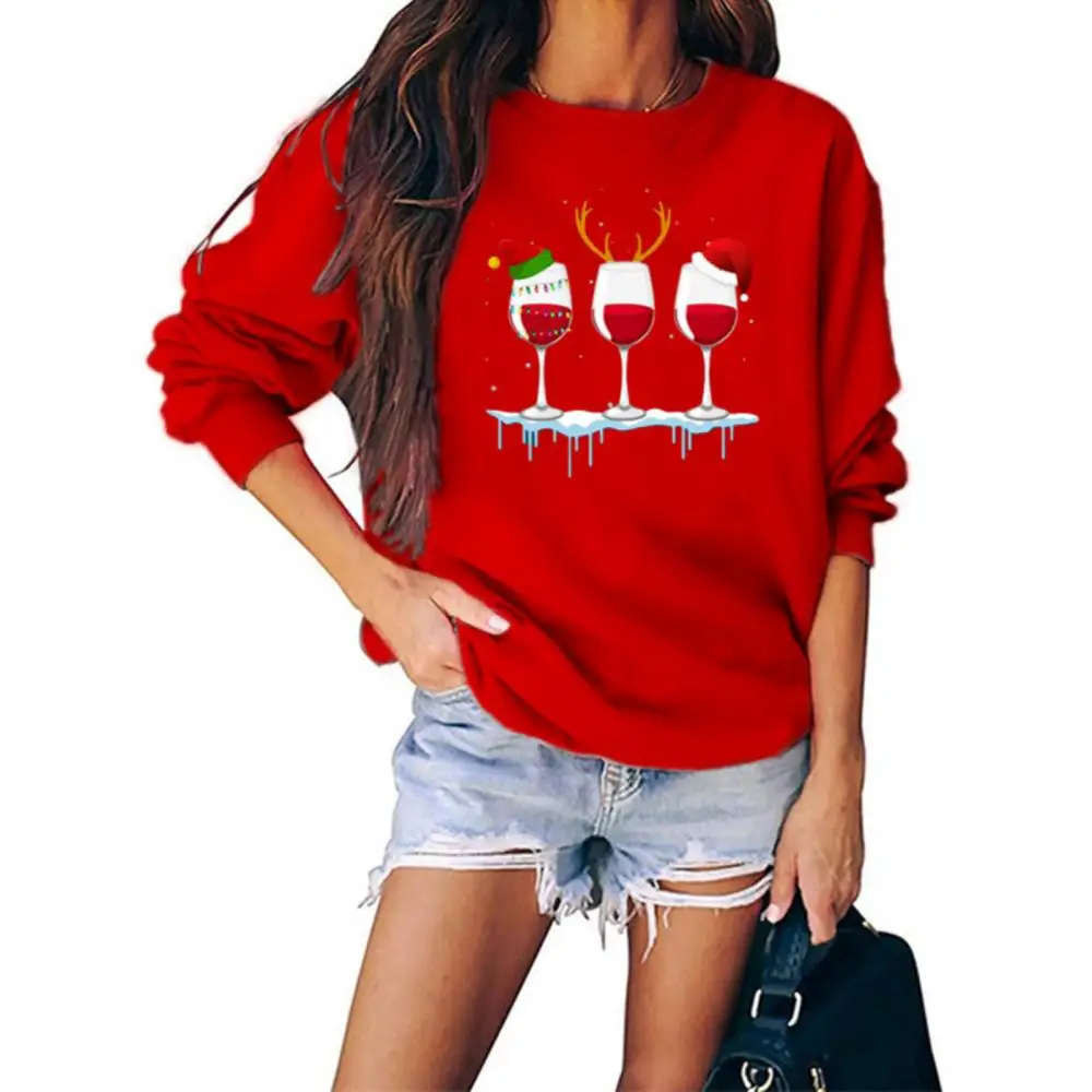 Christmas Sweatshirts Women Hoodie Casual Long Sleeve O Neck Sweatshirts Pullover Harajuku Women Hoodies Tops moletom feminino
