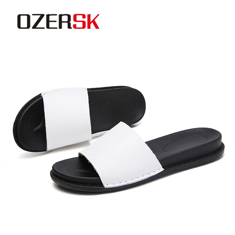 Шлепанцы OZERSK женские из экокожи Повседневная Удобная обувь на плоской подошве