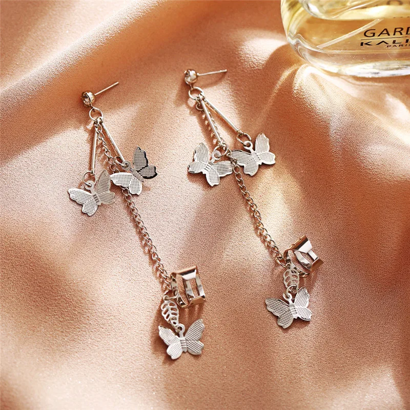 Creative Retro Wild Alloy Ear Clip Simple Butterfly Tassel Clips For Female Fashion Jewelry Without Pierced Earrrings | Украшения и