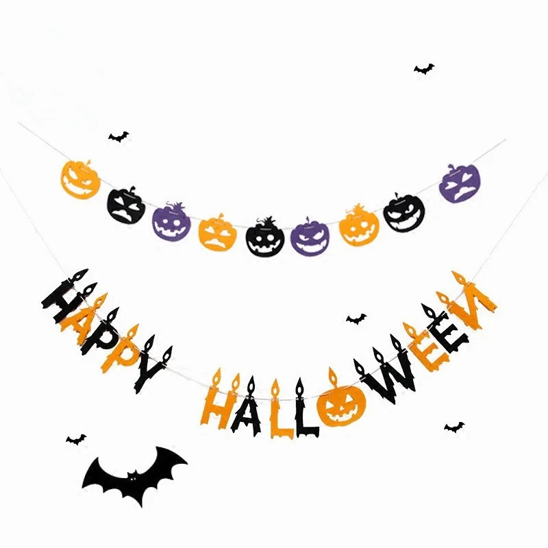 Halloween Decoration Pumpkin Alphabet Non-woven Banner Garland Horror House Bar Party Supplies | Дом и сад