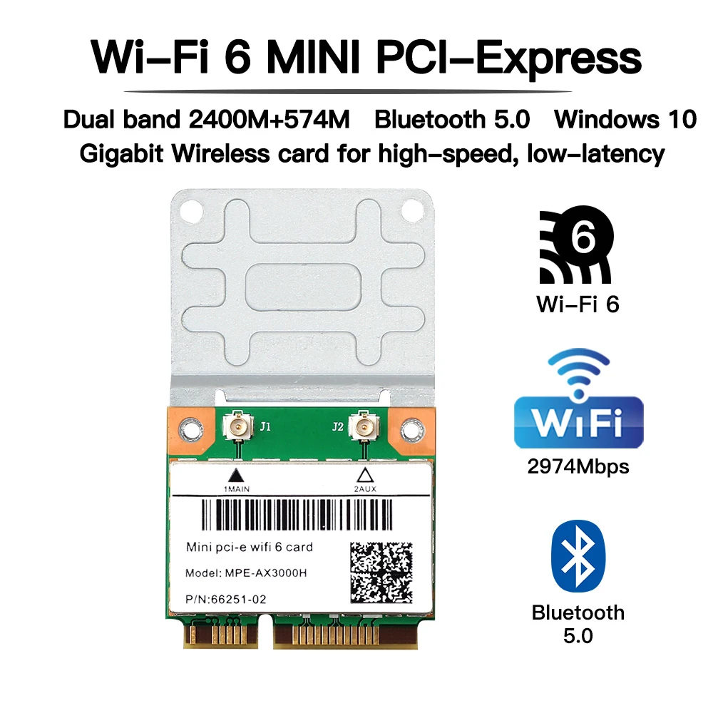 2974 Мбит/с Wi Fi 6 Dual Band Беспроводной Половина Mini PCI E беспроводная сеть карты Bluetooth 5 0