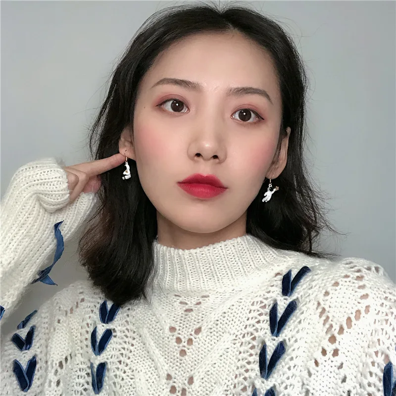 Super Cute Alloy Asymmetric Space Astronaut Earrings Creative Jewelry Dangel for women | Украшения и аксессуары