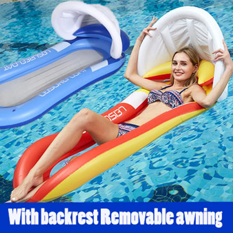 

Inflateable Water Park Boat-inflatable Floating Water Pad Mat Covered Shade Floating Bed Inflatable Recliner Water Bed