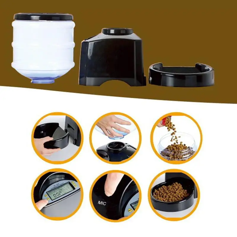 

Automatic Pet Food Feeder Programmable Animal Food Bowl Timed Auto Dispenser for Cat Dog Puppy Feeding 5.5L