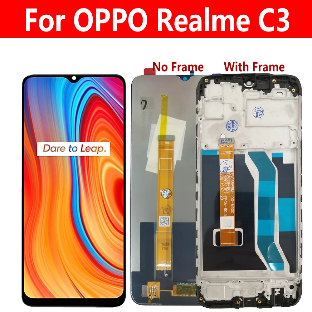 Дисплей для OPPO Realme C3 RMX2027 RMX2021 RMX2020, ЖК-дисплей с рамкой, сенсорный экран, дигитайзер, датчик в сборе, запасная часть RealmeC3
