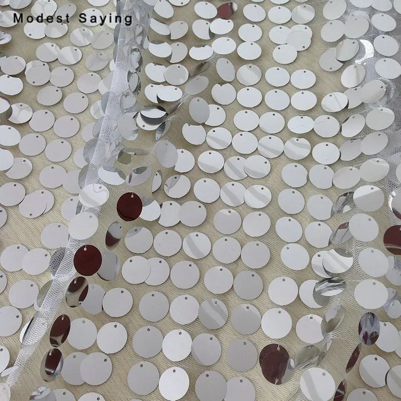 Блестящая рыбья чешуя Русалка ткань с блестками для вечерних платьев невесты 18