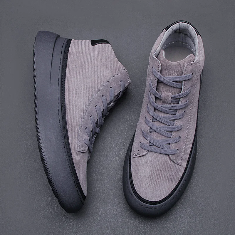 

Europe station fashion men's shoes 2021 fall new breathable casual shoes thick soles high board shoes retro corduroy sports shoe