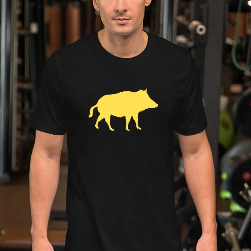 

Cute Gift Wild Boar Hunter Black White T Shirt for Men Short Sleeve Comical Streetwear Men Cotton T Shirt Tee Clothing
