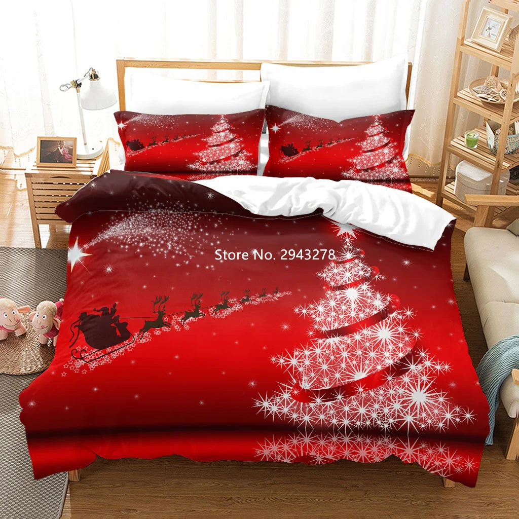 

Christmas and Anime Series Bedroom Decorative Bedding Set Full Size Comfortable Duvet Covered Pillowcase Linen Adult Children