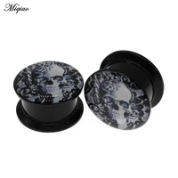 miqiao 2pcs personality acrylic skull skull ear expander double horn ear expander 6mm 25mm human body piercing jewelry