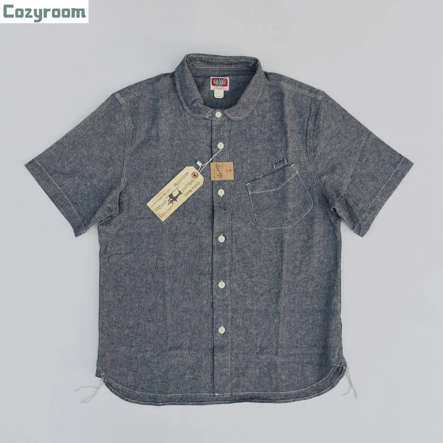 

Повседневные рубашки Cozyroom в стиле ретро с коротким рукавом и круглым вырезом, рабочая одежда с солью и перцем