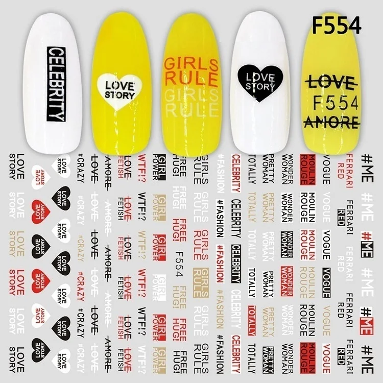 F554 1 шт. черно-белые стикеры 3D на ногти Nail Art ползунки цветы Мандала лист геометрические наклейки для ногтей Фольга Дизайн Маникюр украшения - Цвет: F554
