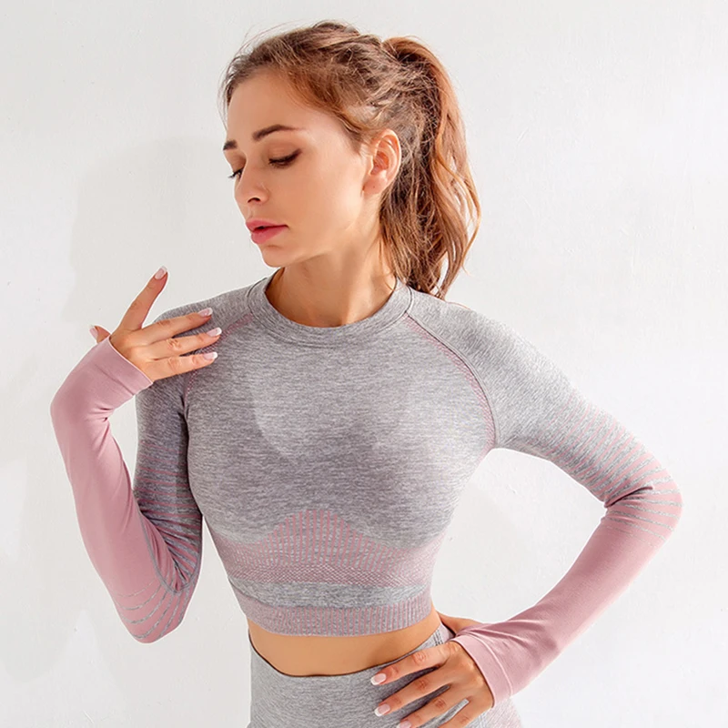 Женская Спортивная одежда для тренировок джоггеры с длинным рукавом рубашки