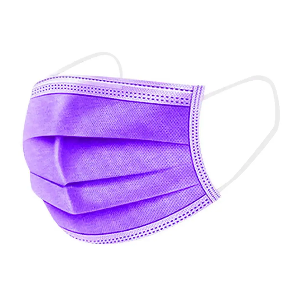 

50PCS purple filter Anti bacteria 3 layers Disposable masks face Masks Anti-dust Safe PM2.5 protective mask Non-woven meltblown